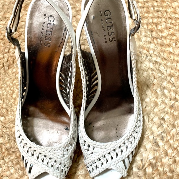 Guess White Woven Slingback Heels, Size 8 1/2 - Picture 5 of 5